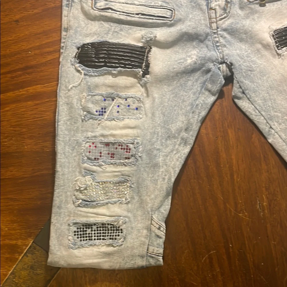 Focus Men’s Splattered, Distressed Jeans. Color Gray, Size 36W 32L. Retail $100.